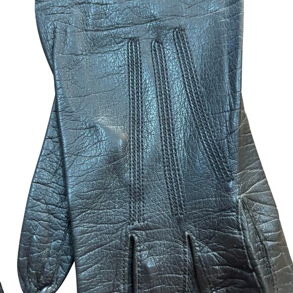 Kislov ladies black leather gloves made in France size 6.5 washable kidskin - Picture 3 of 8